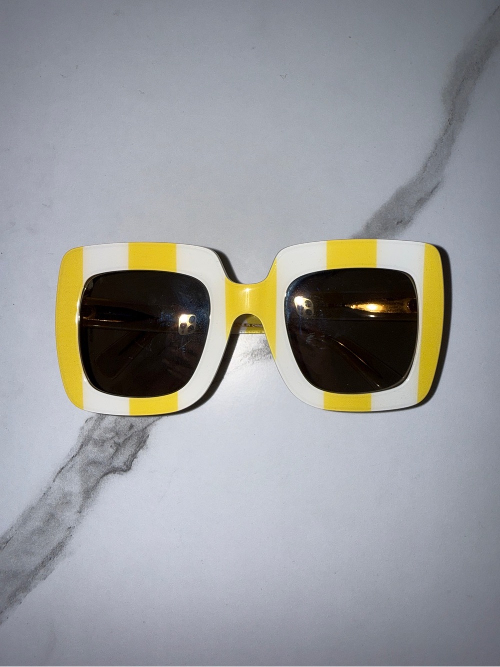 Dolce & Gabbana | Yellow & White Striped Square Sunglasses - Women Accessories